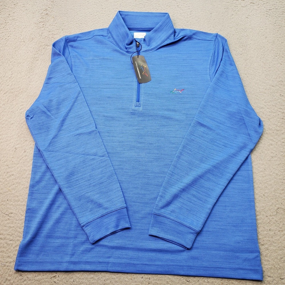 Greg Norman Golf 1/4 Zip Pullover Mens Large Blue Performance Stretch Quick Dry